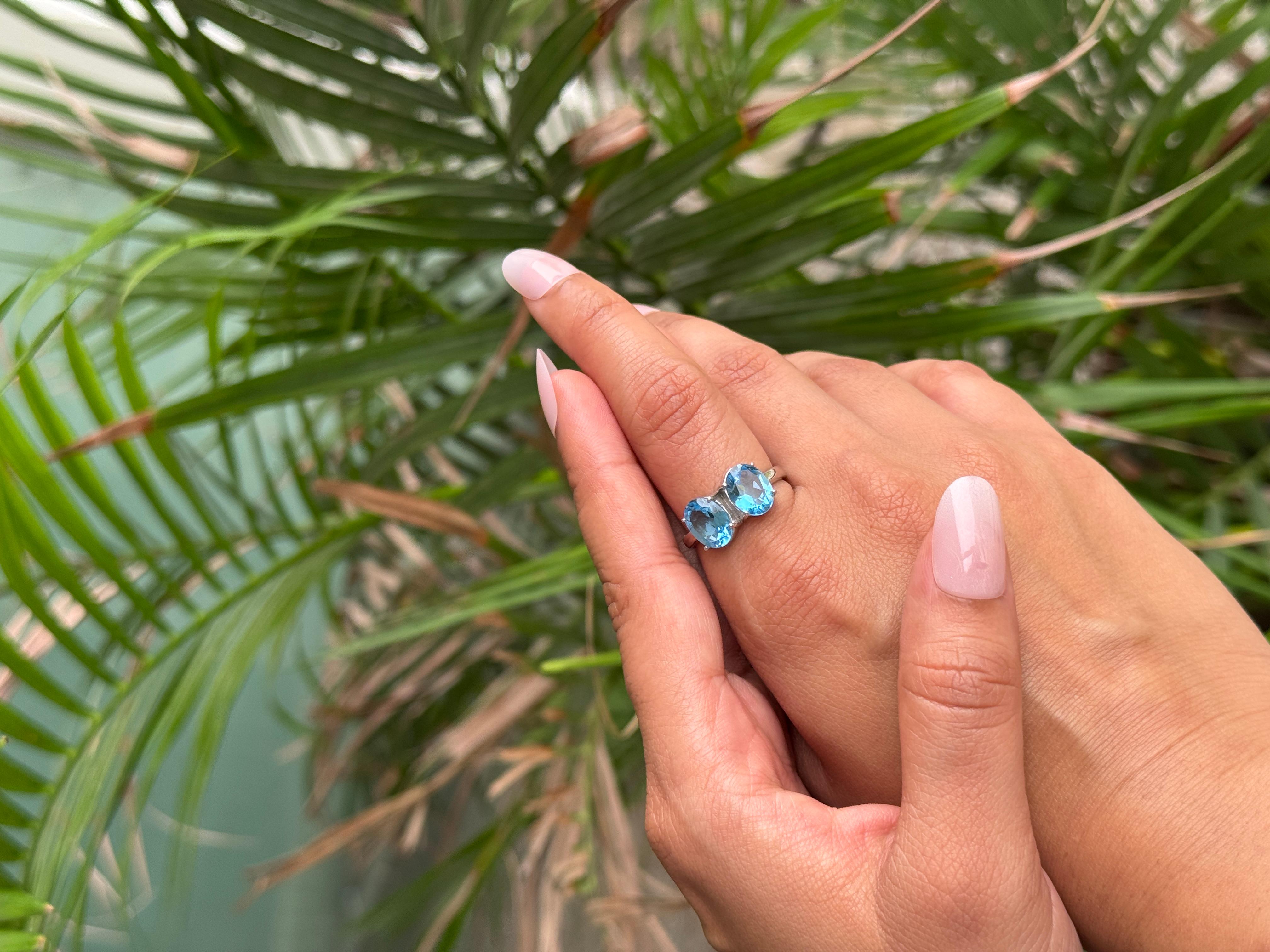 Im Angebot: Sterling Silber Toi et Moi Ring mit doppeltem blauem Topas Edelsteinschmuck für Sie () 12