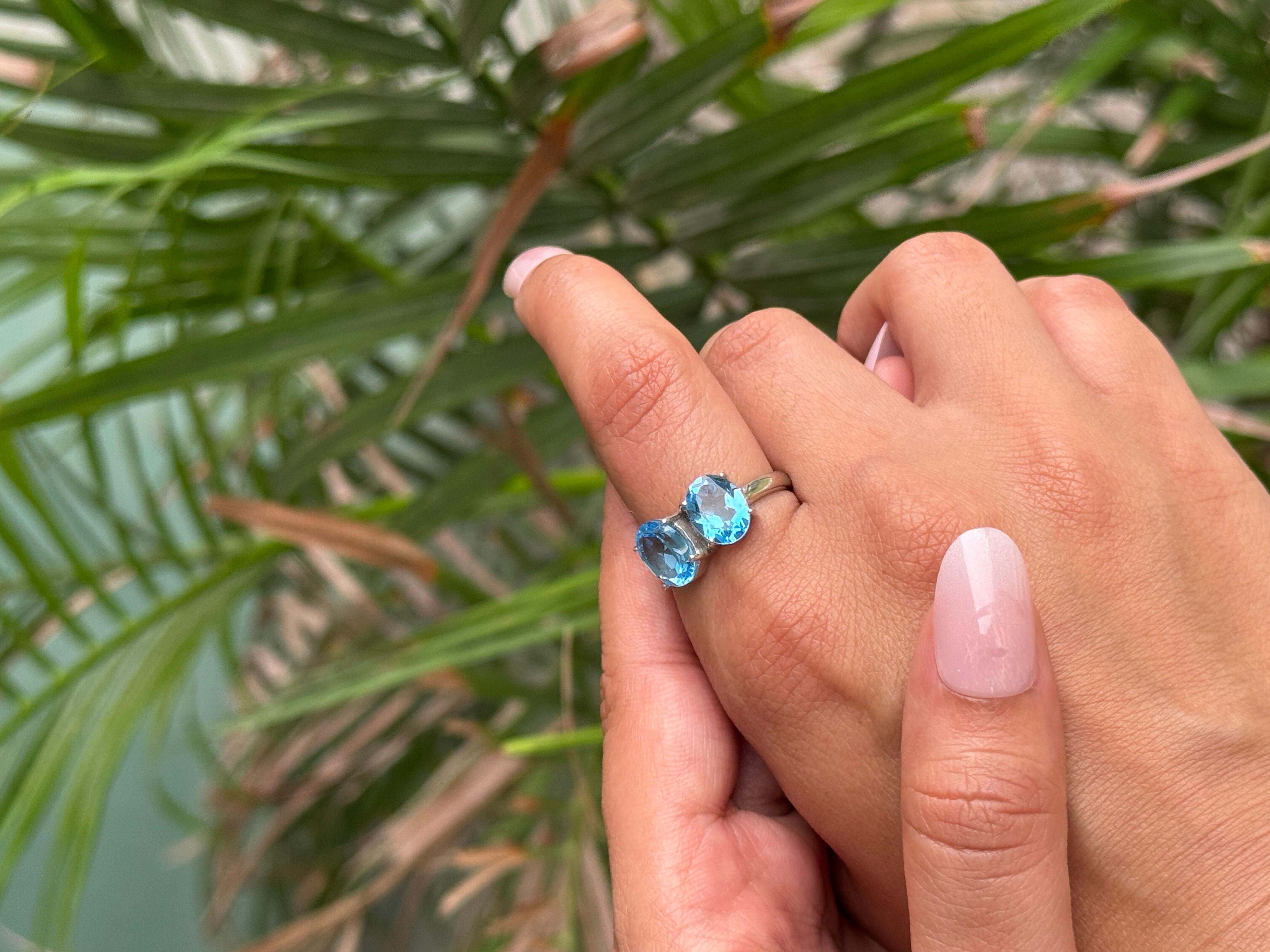 Im Angebot: Sterling Silber Toi et Moi Ring mit doppeltem blauem Topas Edelsteinschmuck für Sie () 8