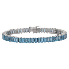 .925 Sterling Silver Blue Topaz Tennis Bracelet for Wedding