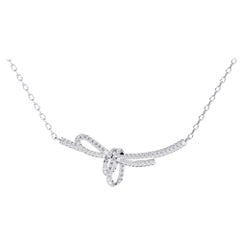 925 Sterling Silver Bow Designed Pendant Natural Pave Diamond Pendant For Women.