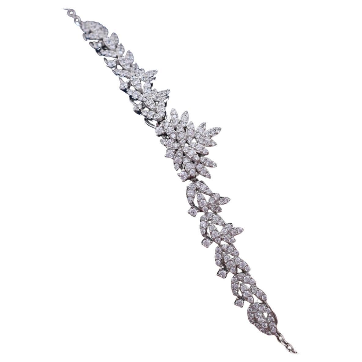 925 Sterling Silver Bracelet Natural Pave Diamond Chain Bracelet Gift For Women