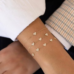 Bracciale in argento 925 Bracciale a catena a forma di cuore con diamanti naturali.