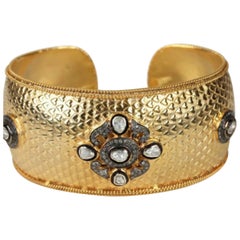 Bracciale largo con diamanti in argento 925 Bracciale Bangle Gioielli fatti a mano.