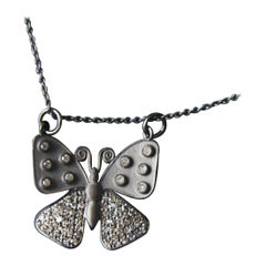 Collana di farfalle in argento 925 Gioielli con ciondolo a forma di insetto con diamante naturale.