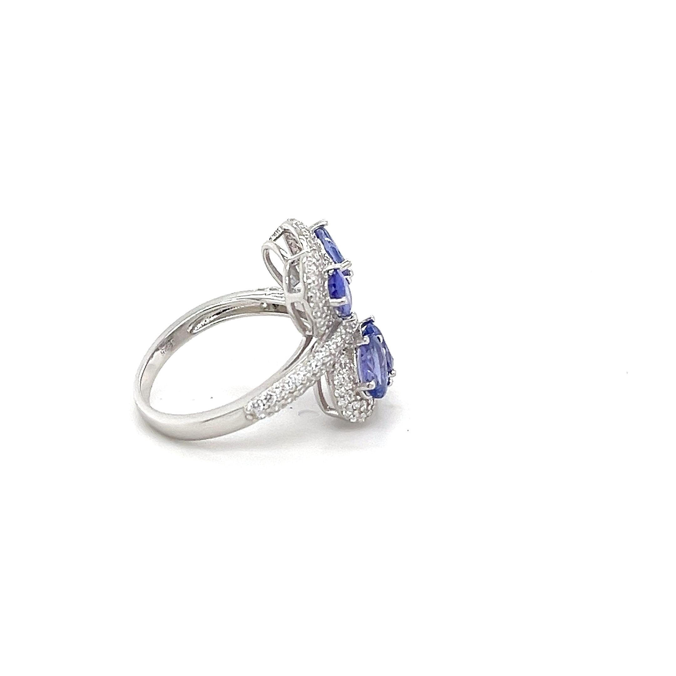 Anillo de mariposa de plata de ley 925 para mujer Anillo de tanzanita del mes de diciembre Art Decó en venta