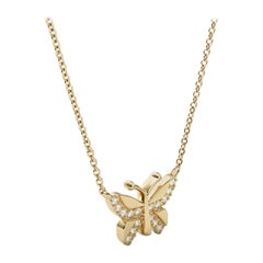 925 Sterling Silver Chain Necklace For Her Natural Pave Diamond Buterfly Pendant
