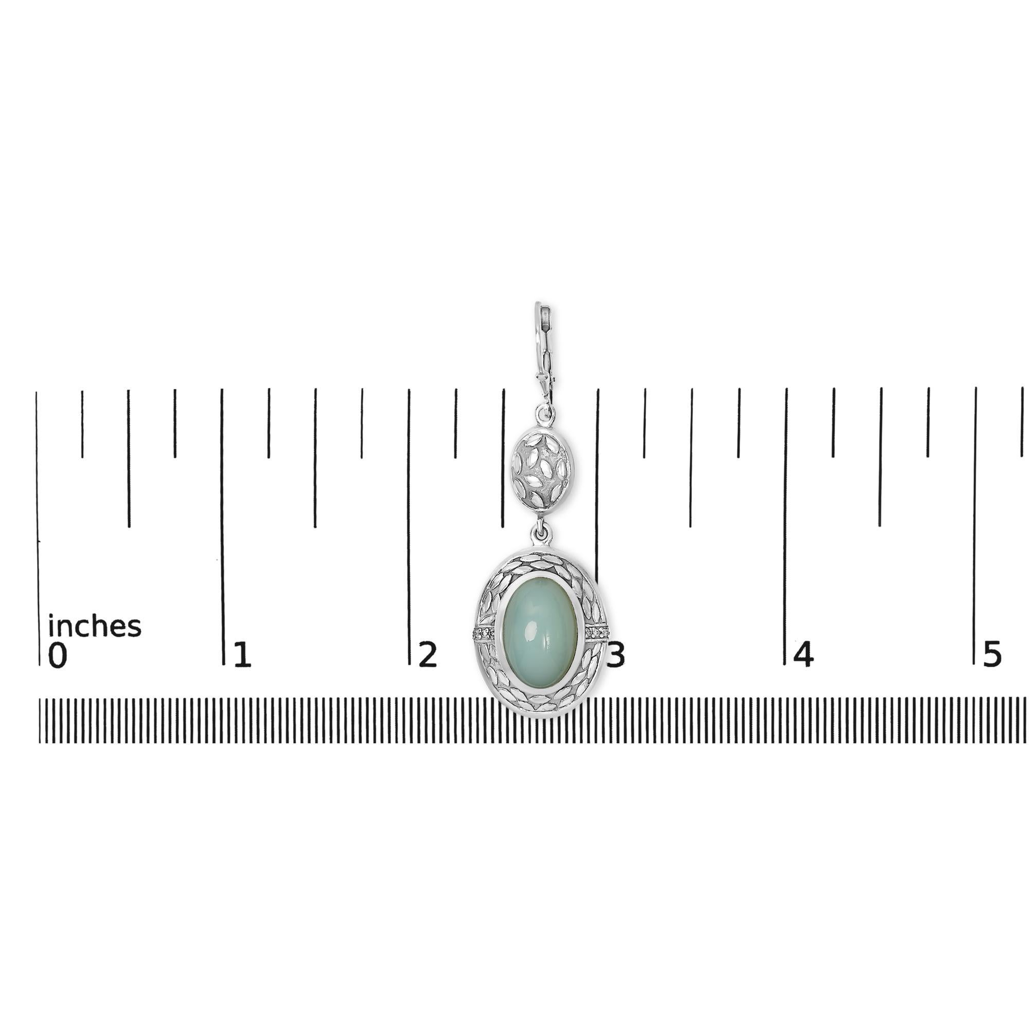 .925 Sterling Silver Chalcedony Diamond Accent Drop and Dangle Earrings In New Condition For Sale In New York, NY
