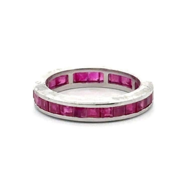 For Sale:  925 Sterling Silver Channel Set Ruby Stacking Band Engagement Ring for Her 2