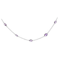 Collar de plata de ley .925 con amatista púrpura cortada en damero y biselado