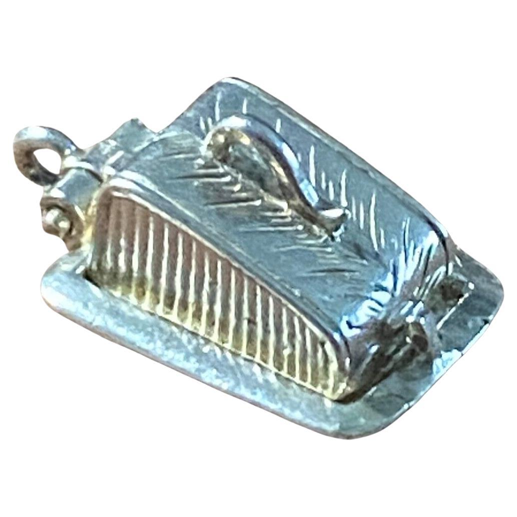 925 Sterling Silver Cheese Cover with Mouse Eating Cheese Opening Charm Pendant