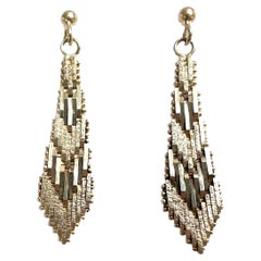 925 Sterling Silver Chevron Herringbone Post Earrings Italy