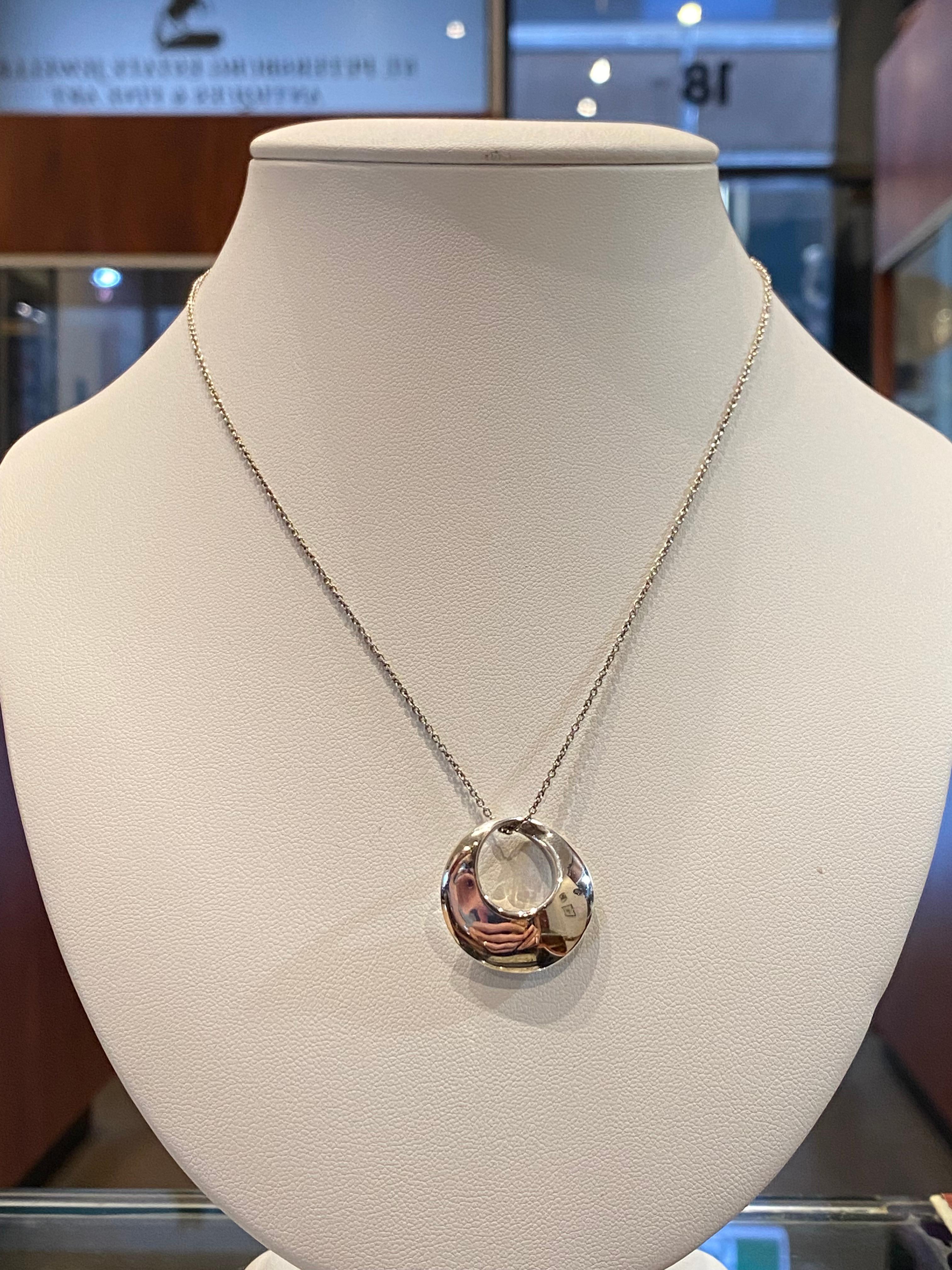 da uomo o donna Ciondolo circolare in argento 925 (25 mm) su catena in argento 925 lunga 44,5 cm. in vendita