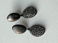 925 Sterling Silver Clear Stones Drops Oxidized Finish