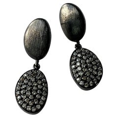 925 Sterling Silver Clear Stones Drops Oxidized Finish