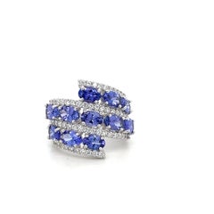 Anello a grappolo in argento 925 per donna Anello con pietra di nascita tanzanite di dicembre