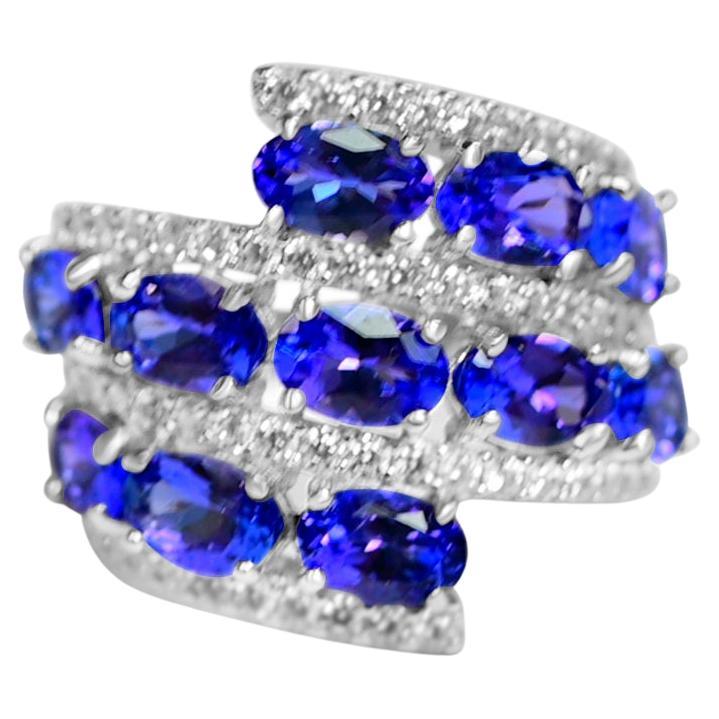 Anillo en racimo de plata de ley 925 para mujer Anillo de tanzanita del mes de diciembre