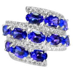 Bague grappe en argent sterling 925 pour femmes, tanzanite, pierre de naissance de décembre