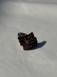 925 Sterling Silver Cocktail Ring with Garnet-Colored Glass