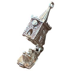 925 Sterling Silver "Coppia che si sposa in chiesa/cappella" Charm d'apertura vintage