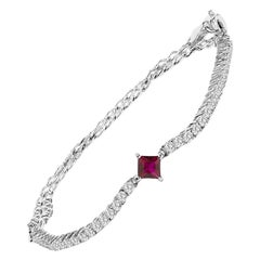 .925 Sterling Silber Erstellt Rubin und Saphir Verstellbare Tennis-Kette-Armband