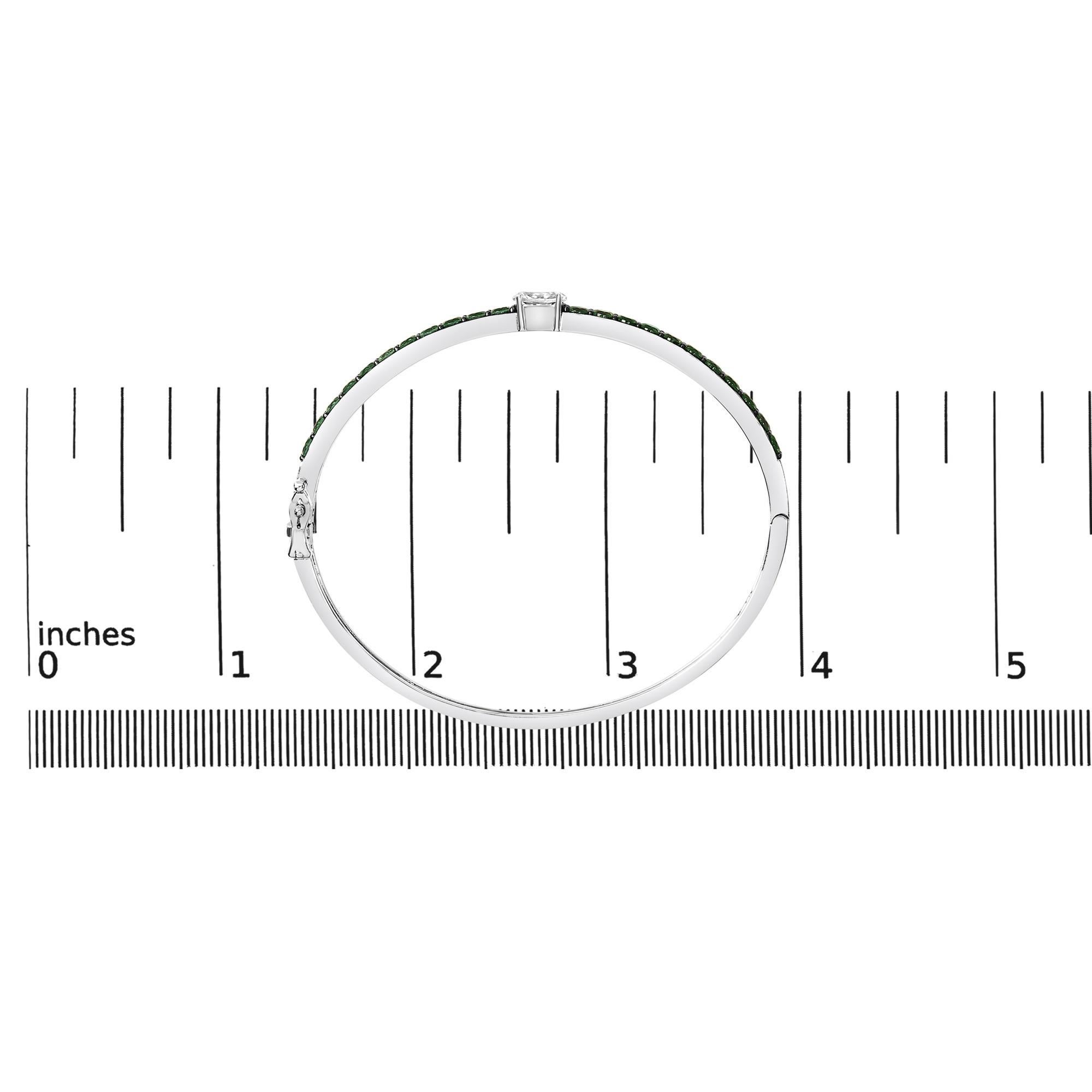 .925 Sterling Silver Created Sapphire and Emerald Semi Eternity Bangle Neuf - En vente à New York, NY