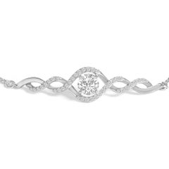 Bracciale bolo intrecciato con nodi, in argento sterling .925 con zaffiri bianchi sintetici