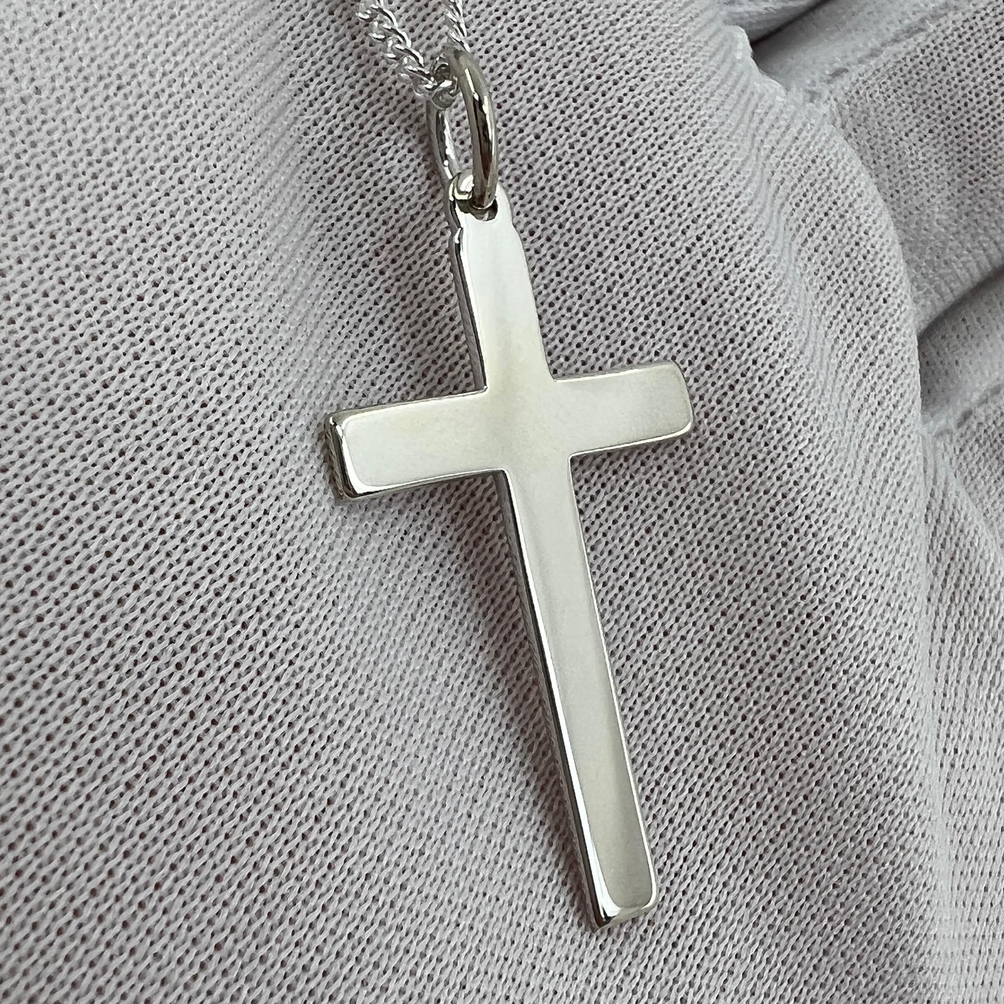 Collier pendentif en forme de croix en argent sterling 925 avec chaîne Unisexe en vente