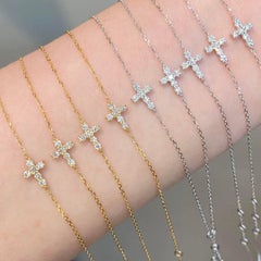 925 Sterling Silver Cross Style Pendant Moissanite Chain Bracelet Gift For Women