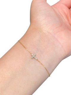 925 Sterling Silver Cross Style Pendant Moissanite Chain Bracelet Gift For Women