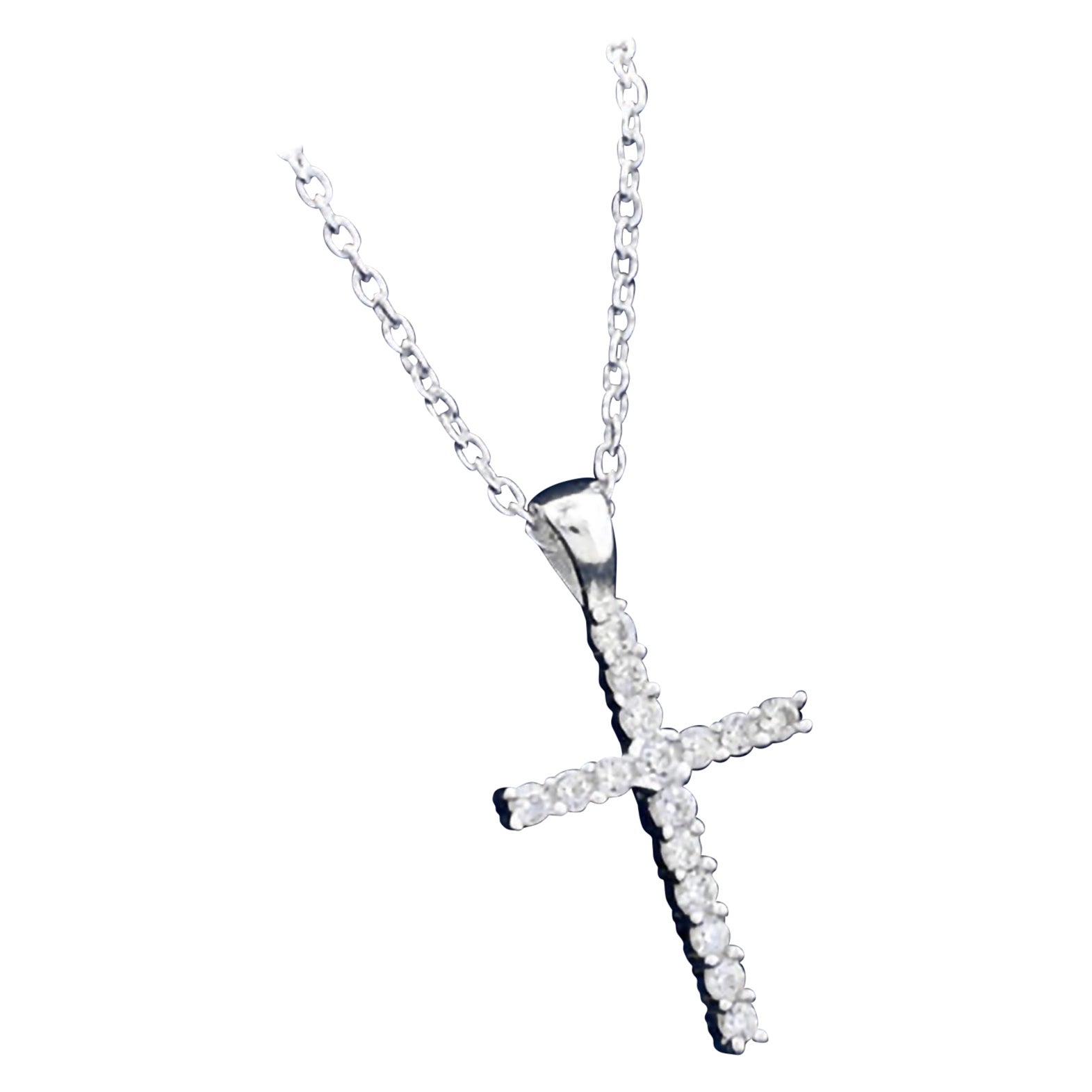 Collana con ciondolo a croce in argento 925 e moissanite, regalo minimalista per le donne.