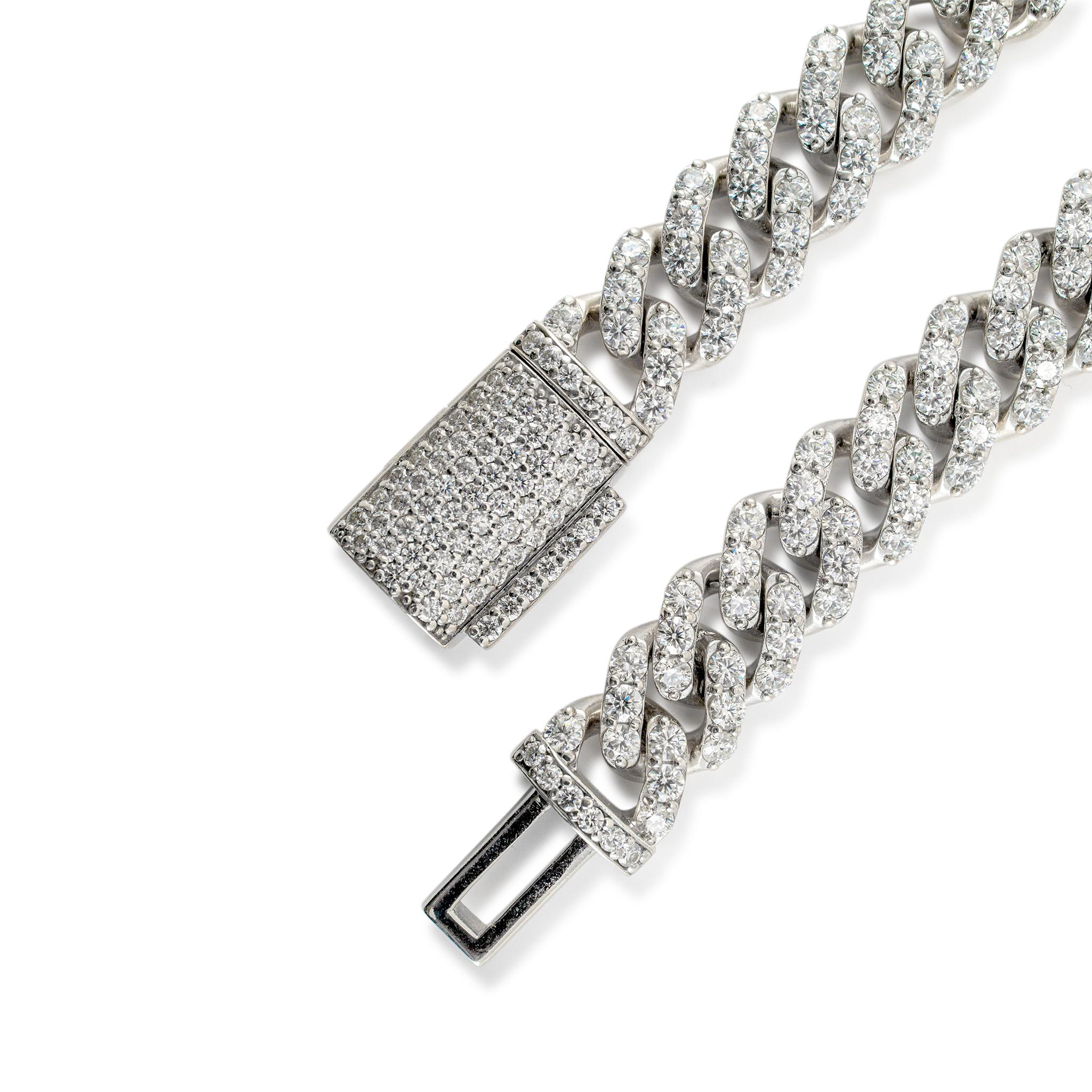 Women's or Men's 925 Sterling Silver Cubic Zirconia Cuban Link Chain Necklace