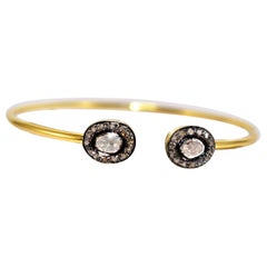 925 Sterling Silver Cuff Bracelet Natural Diamond Polki Openable Cuff Bracelet.