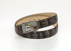 925 Sterling Silver Cupid Belt Buckle with 13.45 Carat Citrine, 1.20 Ct Sapphire