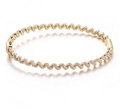 Bracelet en argent sterling 925 de style incurvé – Bracelet minimaliste en moissanite pour femme