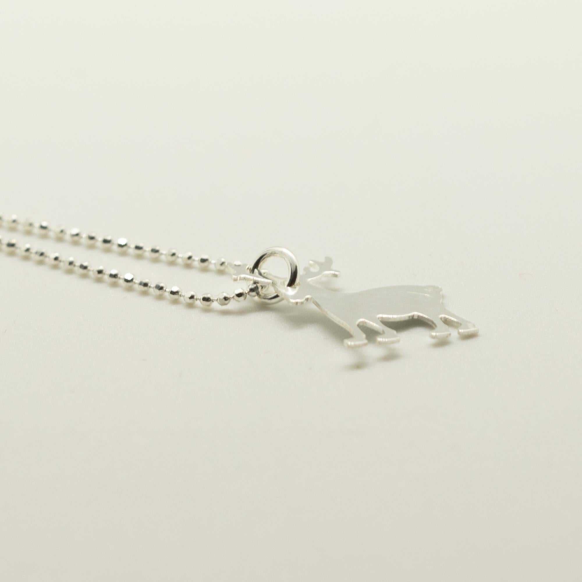 Regalo de plata de ley 925 Reno navideño colgante Collar de invierno Intini Jewels Art Nouveau en venta