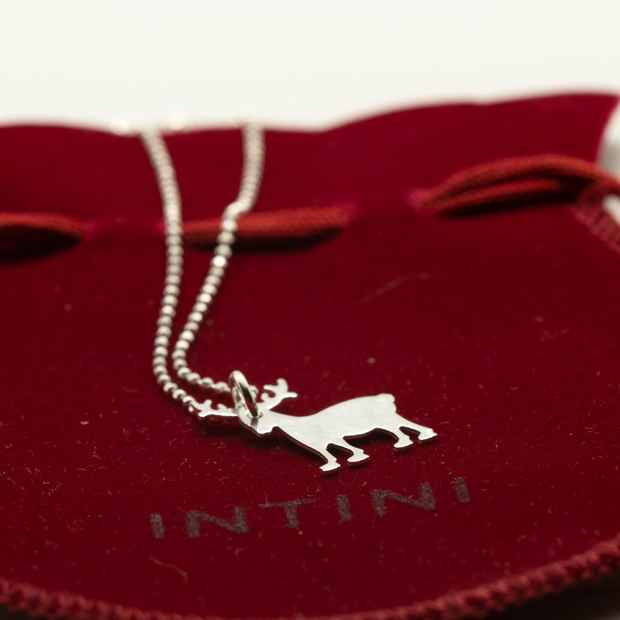 Regalo de plata de ley 925 Reno navideño colgante Collar de invierno Intini Jewels en Nuevo estado para la venta en Milano, IT