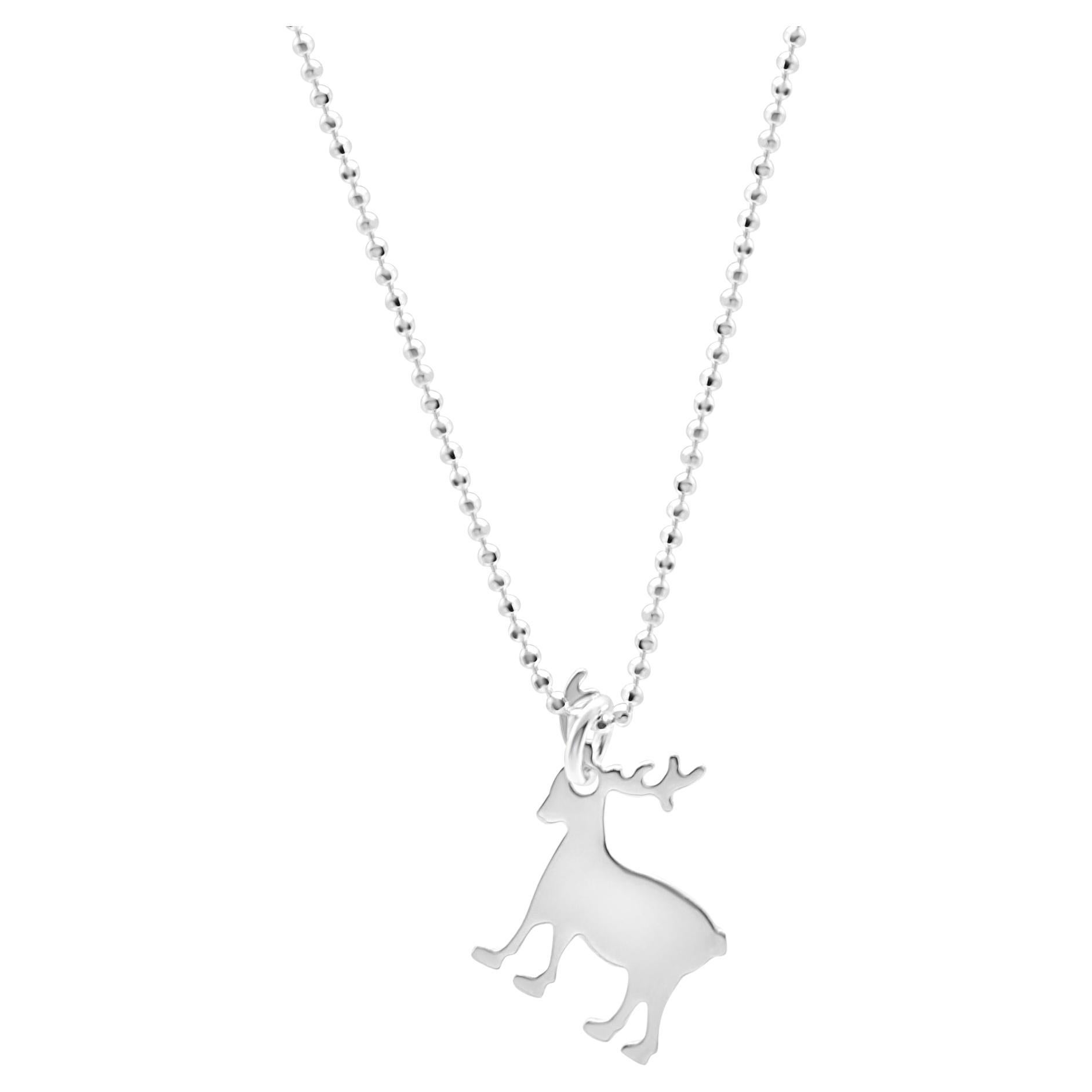 925 Sterling Silver Dangle Gift Christmas Reindeer Winter Necklace Intini Jewels For Sale