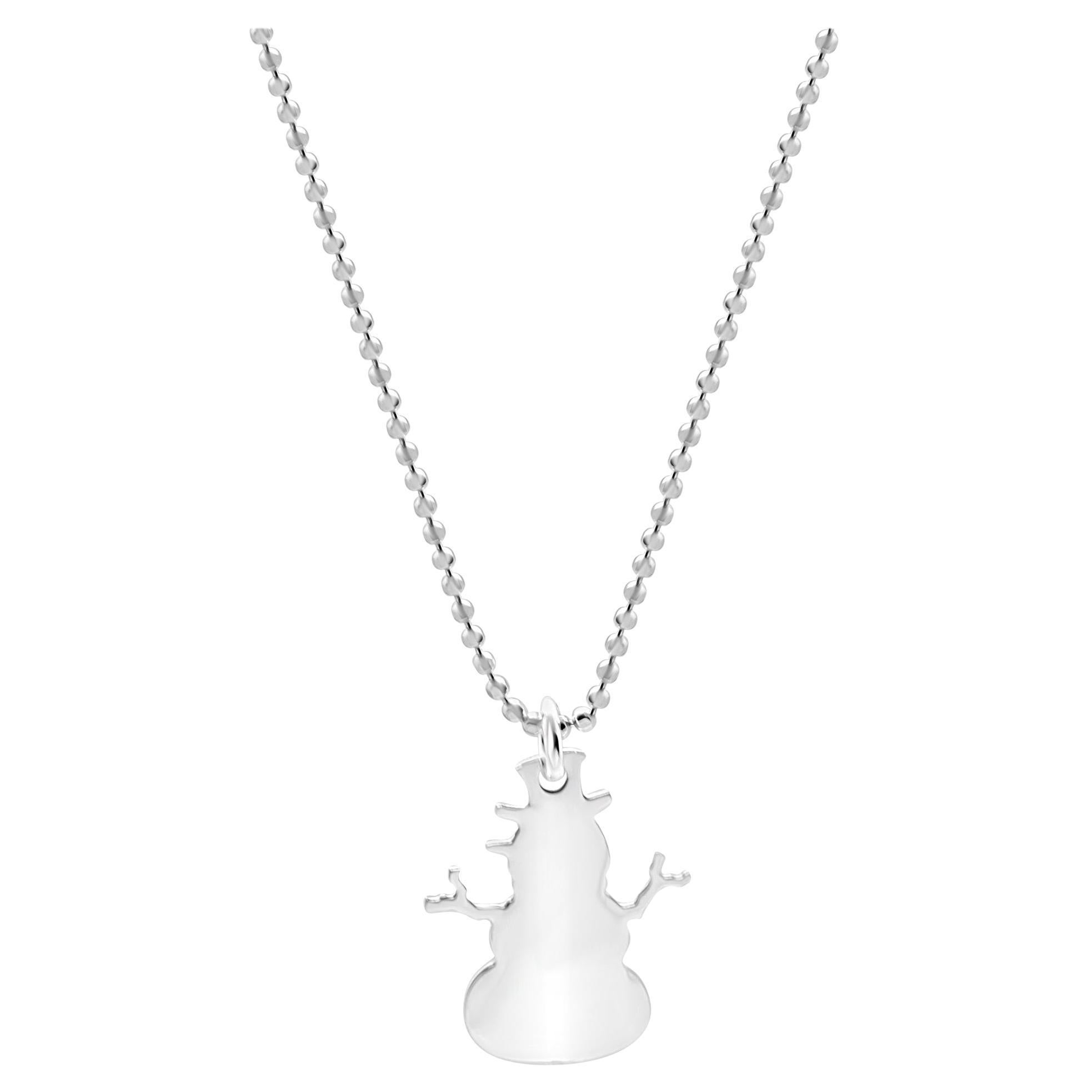 925 Sterling Silver Dangle Gift Christmas Snowman Winter Necklace Intini Jewels