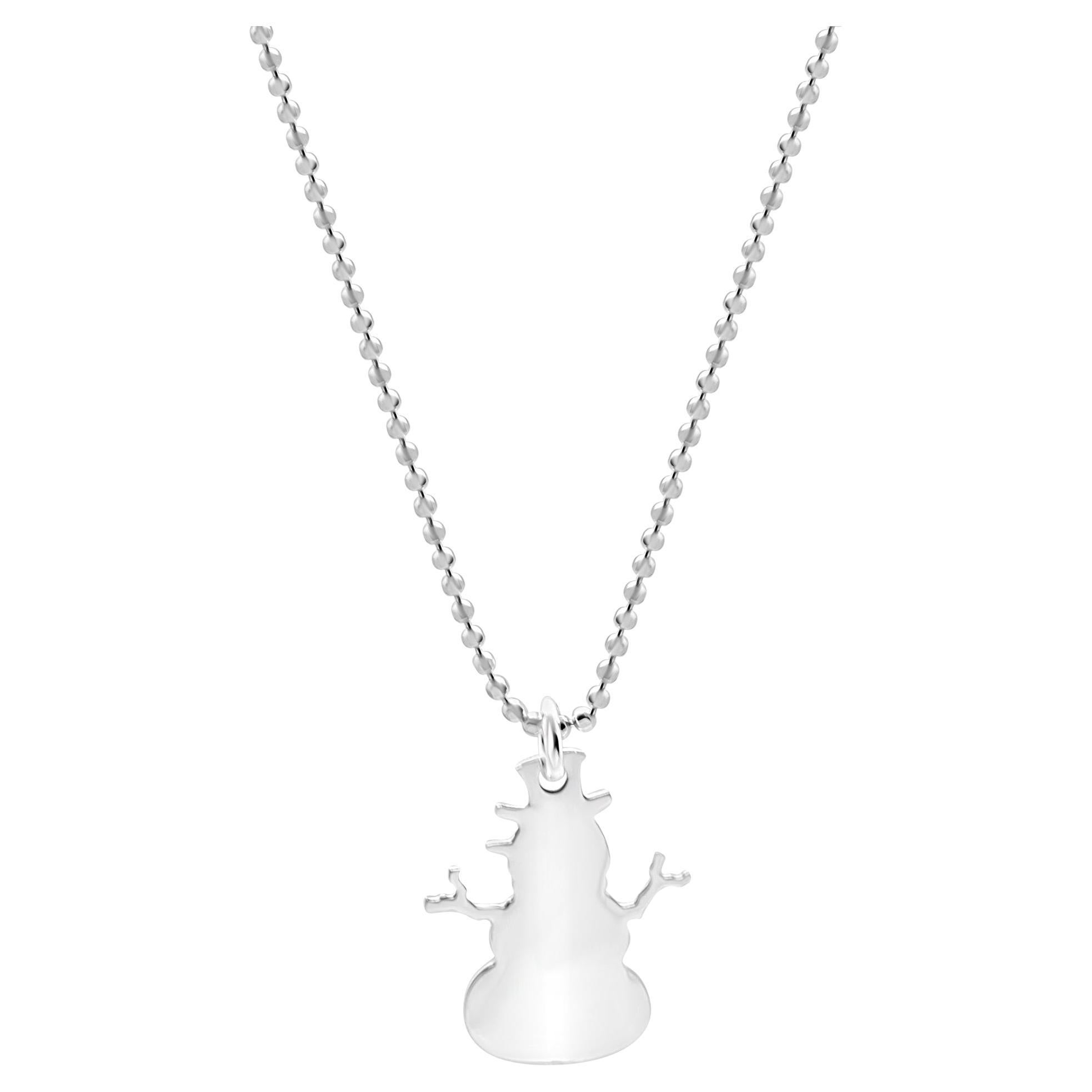 925 Sterling Silver Dangle Gift Christmas Snowman Winter Necklace Intini Jewels For Sale