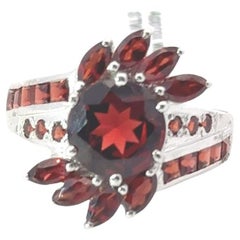 Bague d'affirmation en argent sterling 925 avec grenat rouge profond, cadeau de Noël pour mère