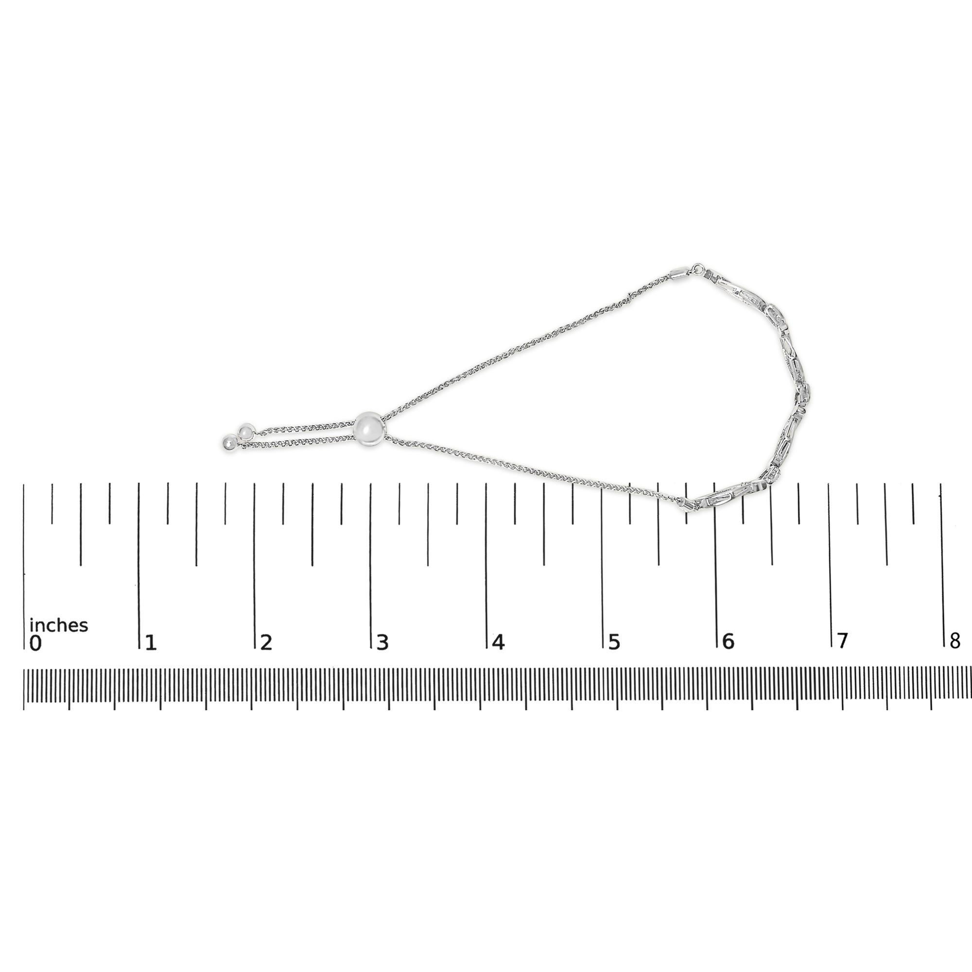 .925 Sterling Silver Diamond Accent Alternating Swirl link Bolo Bracelet im Zustand „Neu“ im Angebot in New York, NY