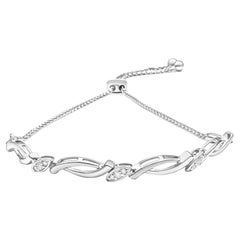 .925 Sterling Silver Diamond Accent Alternating Swirl link Bolo Bracelet