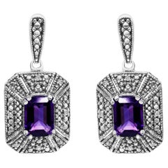 925 Ohrstecker aus Sterlingsilber mit Diamant-Akzent und lila Amethyst-Edelstein