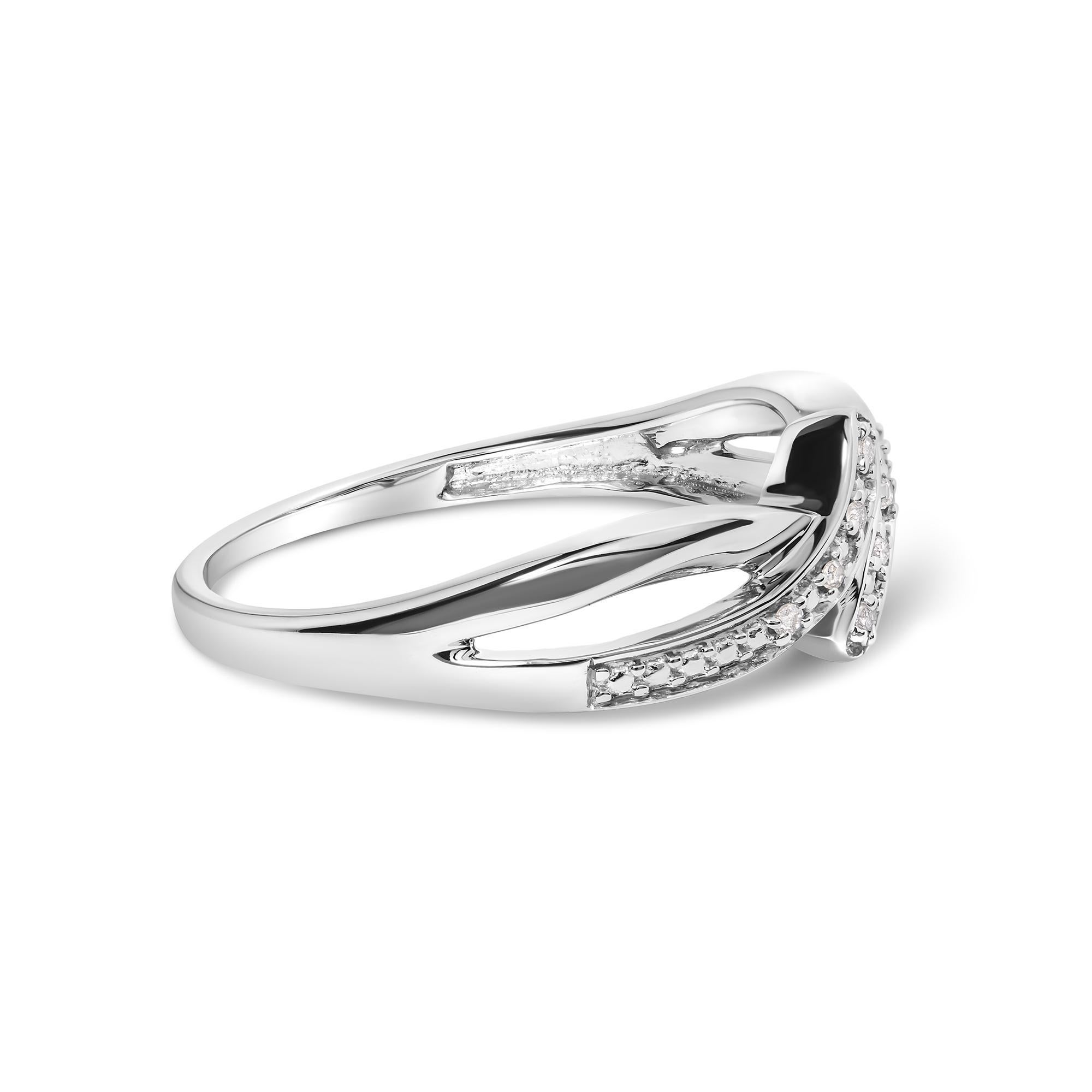 .925 Sterling Silver Diamond Accentute Bypass and Split Shank Band Ring 2