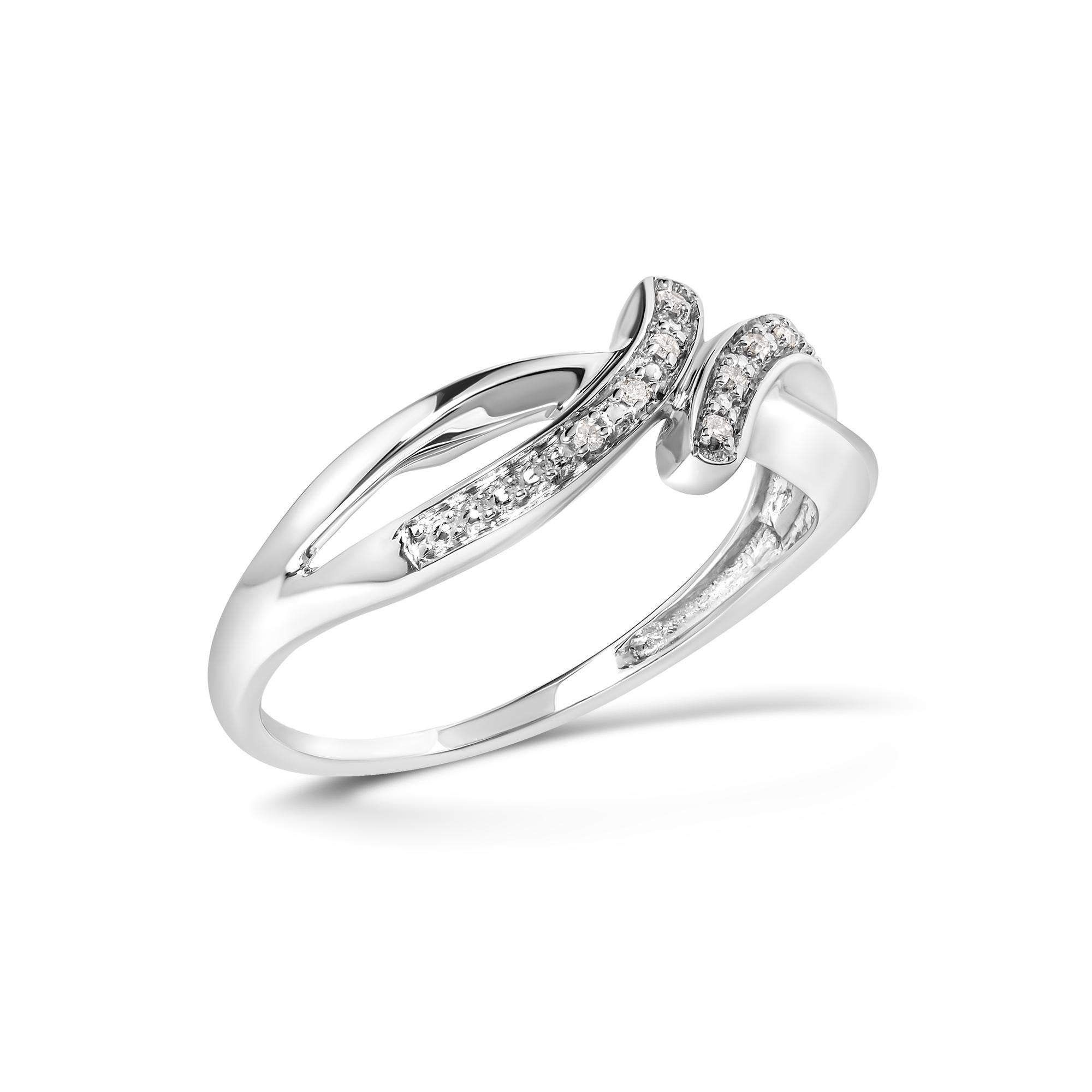 .925 Sterling Silver Diamond Accentute Bypass and Split Shank Band Ring 3