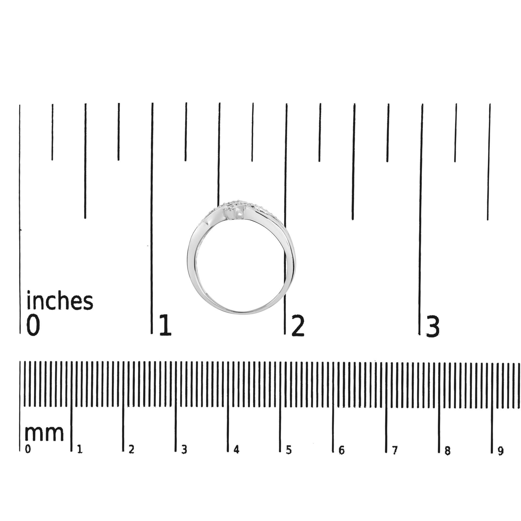 .925 Sterling Silver Diamond Accentute Bypass and Split Shank Band Ring 4