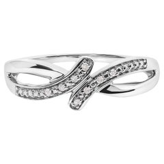 925 Sterling Silver Diamond Accent Bypass and Split Shank Band Ring