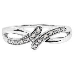 .925 Sterling Silver Diamond Accent Bypass and Split Shank Band Ring