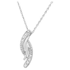 .925 Sterling Silver Diamond Accent Bypass Curve 18" Pendant Necklace