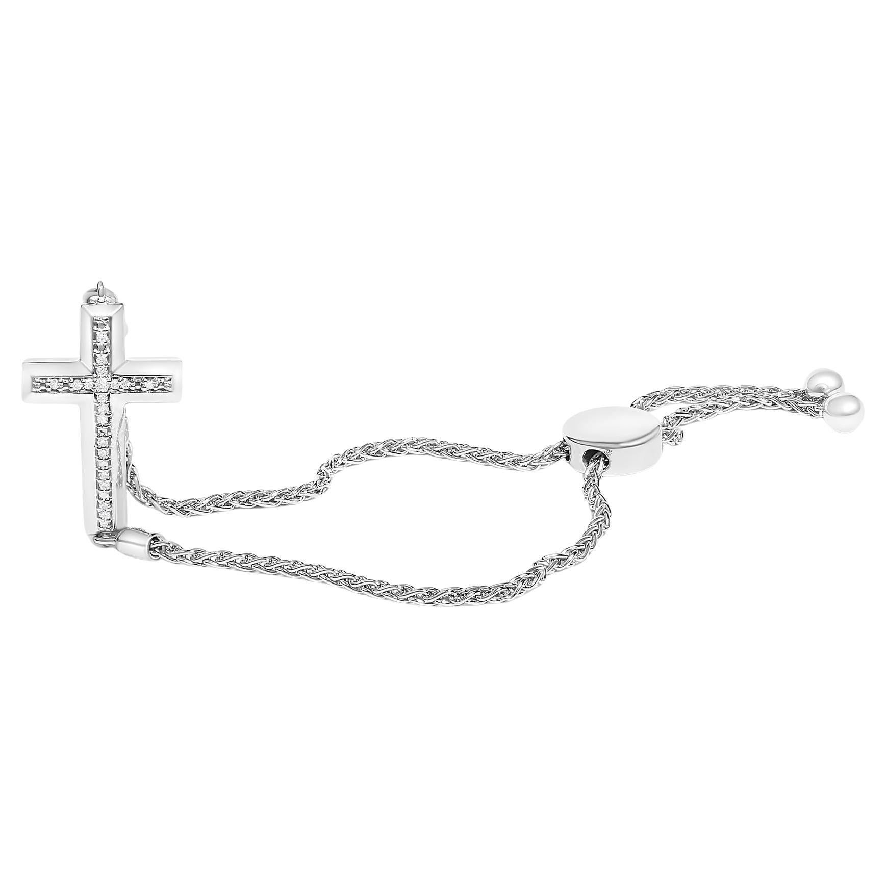 Bracciale Bolo a croce con diamanti in argento .925